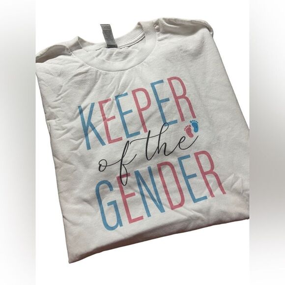 Keeper of the Gender subliminal print t shirt new never worn white shirt sleeves - Picture 1 of 1